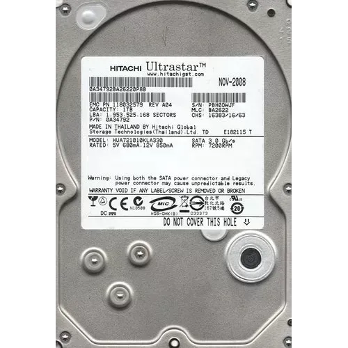 Hitachi 1TB 15 RPM SATA 3.5 Inch Hard Disk 0F10452 Hitachi 1TB 15 RPM SATA 3.5 Inch Hard Disk 0F10452