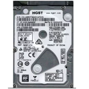 Western Digital 500GB 7200RPM 2.5 Inch SATA Hard Disk 678309-005 0J47815