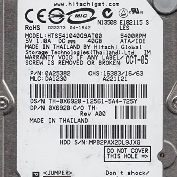 Hitachi 40 GB Ide PATA 5400RPM Hard disks (2.5inch)