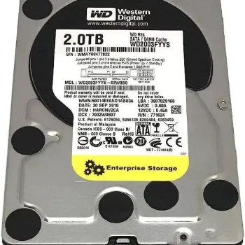 Western Digital 2TB 7.2K 3.5 Inch SAS 6 Gbps Hard Disk WD2001FYYG