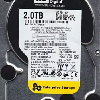 Western Digital 2tb 7.2k rpm 3g 3.5 inch sata hard disk WD2002FYPS-02W3B0