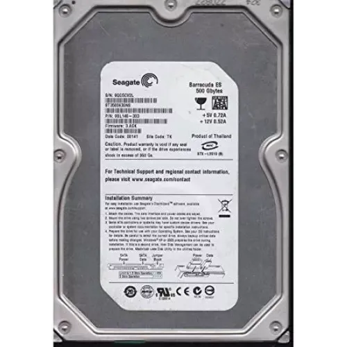 Seagate Barracuda 500GB 7.2K 3G 3.5 SATA HDD ST3500630NS 9BL146-303 Seagate Barracuda 500GB 7.2K 3G 3.5 SATA HDD ST3500630NS 9BL146-303