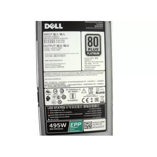 TH1CT 0TH1CT 495W for Dell Poweredge R630 R730 Power Supply E495E-S1