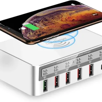 Mechanic WLX-818F 6 in 1 10W Wireless Smart USB Display Charger