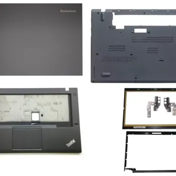 Lenovo Thinkpad T440 Top Back Cover Bezel Hinges with Touchpad Palmrest and Bottom Base Body Assembly