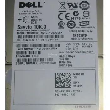 0X160K Dell 146GB 10K 6G 2.5inch SAS hard disk ST9146803SS 9F066-150