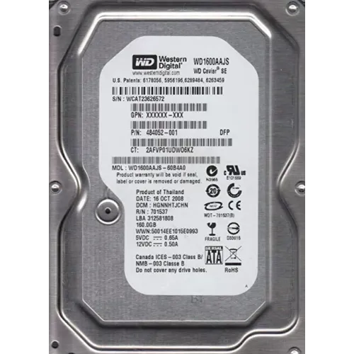 WD1600AAJS-60B4A0 484052-001 HP 160gb 7.2k 3g 3.5" sata hard disk WD1600AAJS-60B4A0 484052-001 HP 160gb 7.2k 3g 3.5" sata hard disk