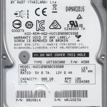HGST 900Gb 10K RPM SAS 2.5 Inch 6Gbps Hard Disk