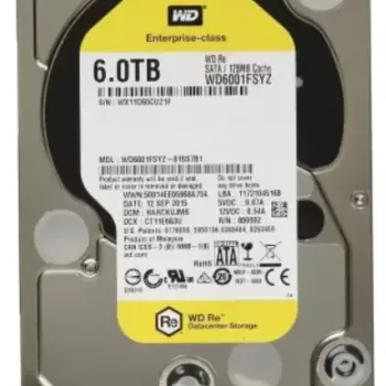 Western Digtal RE4 6 TB Desktop, Surveillance Systems, Network Attached Storage, Servers, All in One PC's Internal Hard Disk Drive (HDD) (WD6001FSYZ) (Interface: SATA, Form Factor: 3.5 inch)