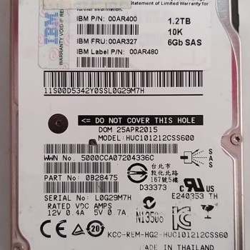 IBM1.2TB 10K Rpm SAS 6Gbps 2.5'' Hdd  00AR400