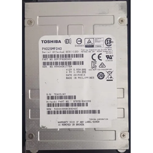 Toshiba 400GB 2.5 Inch 6Gbps SAS Hard Disk SDFCP92HCA02 Toshiba 400GB 2.5 Inch 6Gbps SAS Hard Disk SDFCP92HCA02