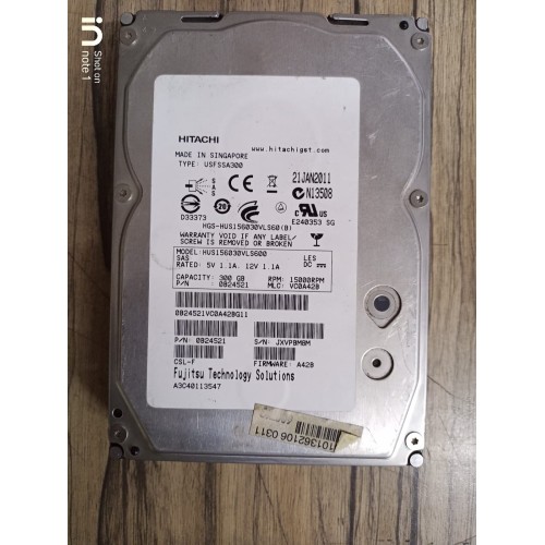 Hitachi 300GB SAS 15 RPM 3.5 Inch Hard Disk 0B24521 Hitachi 300GB SAS 15 RPM 3.5 Inch Hard Disk 0B24521