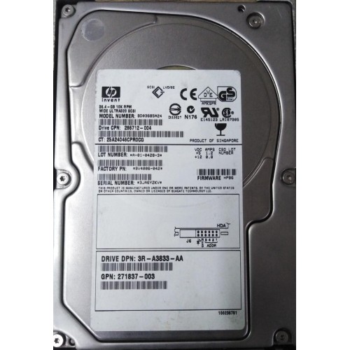 HP 36.4GB 10K RPM SCSI 3.5 Inch Hard Disk 286712-004 HP 36.4GB 10K RPM SCSI 3.5 Inch Hard Disk 286712-004