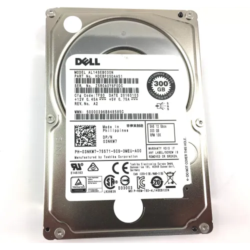 Dell 300GB 10K 12Gbps SAS 2.5 Inch Hard Disk 03NKW7 HDEBF05DAA51 Dell 300GB 10K 12Gbps SAS 2.5 Inch Hard Disk 03NKW7 HDEBF05DAA51