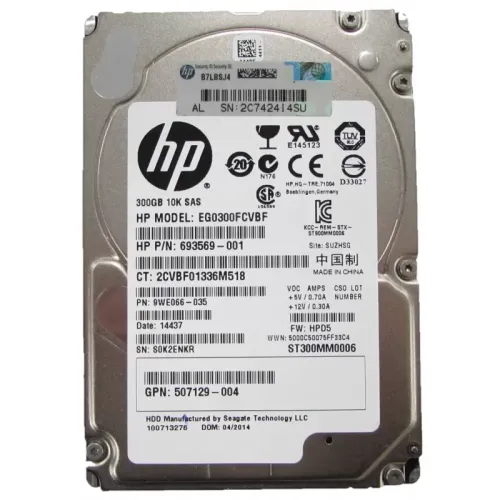 HP 300GB 10K 2.5inch SAS 6Gbps Hard Disk 693569-001 HP 300GB 10K 2.5inch SAS 6Gbps Hard Disk 693569-001