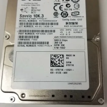 Dell 300GB 10k 6G 2.5inch SAS Hard Disk ST9300603SS 9FK066-150 T871K 0T871K