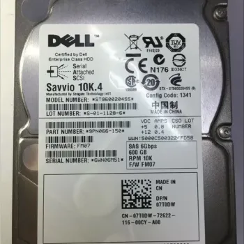 Dell 600GB SAS 10K 6Gbsp 2.5 Inch Hard Disk 9PN066-150 ST9600204SS 7T0DW 07T0DW