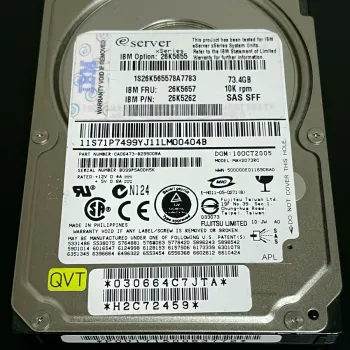 IBM 73.4GB SAS 2.5 Inch 10K RPM Hard Disk Drive 26K5655 26K5262 ST973401SS 26K5657