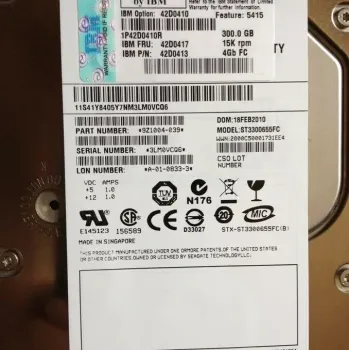 IBM 300GB 15K 4Gbps 3.5 Inch Fibre Channel Hard Disk Drive 9FL004-039
