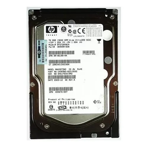 HP 72GB 15K RPM 3.5 Inch USCSI HDD 365699-008 404670-007 404731-001 HP 72GB 15K RPM 3.5 Inch USCSI HDD 365699-008 404670-007 404731-001