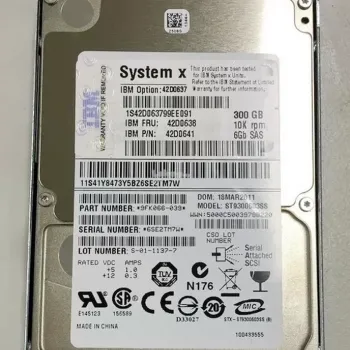 IBM 300gb 10k 6g 2.5" sas hdd 42D0637 42D0641 42D0638