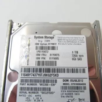 IBM 1tb 7.2k 6g 2.5" sas hdd 81Y9872 81Y9885 81Y9875