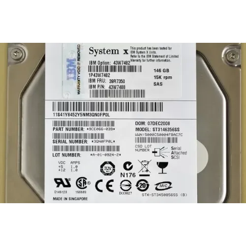 IBM 146gb 15k 3g 3.5" sas hdd ST3146856SS 43W7488 9CE066-039 IBM 146gb 15k 3g 3.5" sas hdd ST3146856SS 43W7488 9CE066-039