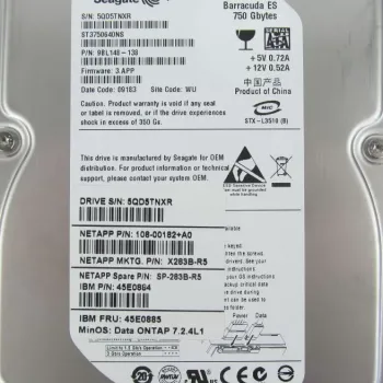 NetApp 750gb 7.2k rpm 3g 3.5 inch sata hard disk X283B-R5 SP-283B-R5