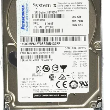 IBM 900GB 10K 6Gbps SAS 2.5inch SFF hard drive 81Y3805 81Y9650