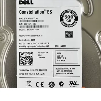 Dell 500GB 7.2k RPM 3Gbps 3.5 Inch SATA Hard Disk 08VNWV