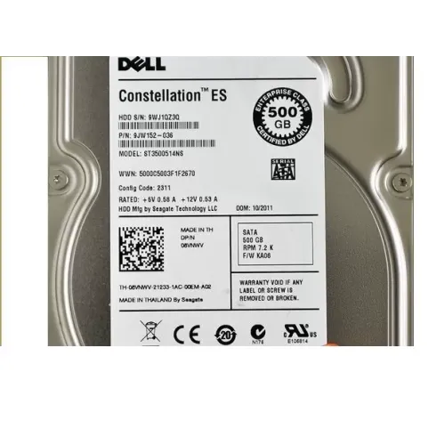 Dell 500GB 7.2k RPM 3Gbps 3.5 Inch SATA Hard Disk 08VNWV Dell 500GB 7.2k RPM 3Gbps 3.5 Inch SATA Hard Disk 08VNWV