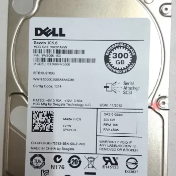 Dell 300GB 10K SAS 2.5 Inch 6Gbps Hard Disk 9WE066-150 0PGHJG