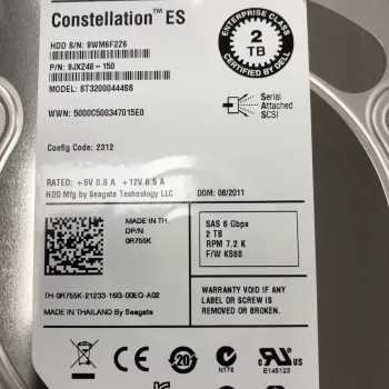 Dell 2TB 7.2K RPM 6G 3.5 Inch SAS Hard Disk ST32000444SS 9JX248-150 0R755K