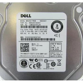 Dell 2TB 6G 7.2K 3.5 Inch SAS Hard Disk F238F 0WDC07 Dell 2TB 6G 7.2K 3.5 Inch SAS Hard Disk F238F 0WDC07