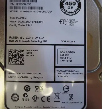 Dell 3J3K9 Compellent 450GB SAS 15K 6GBPS 3.5" Drive ST3450857SS 9FM066-058