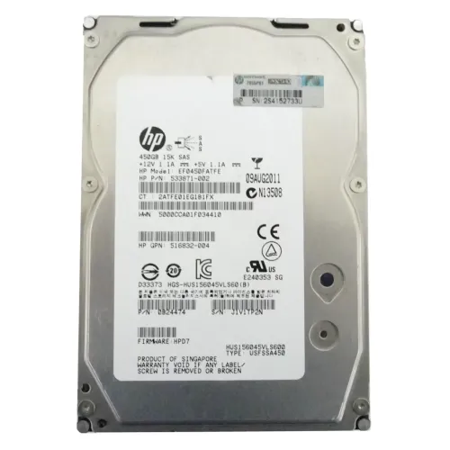 HP 450GB 15K RPM SAS 6Gbps 3.5 Inch Hard Disk 533871-002 HP 450GB 15K RPM SAS 6Gbps 3.5 Inch Hard Disk 533871-002