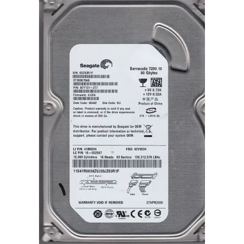 Seagate 80GB 7200 RPM SATA 3.5 Inch Hard Disk 9CY131-784 Seagate 80GB 7200 RPM SATA 3.5 Inch Hard Disk 9CY131-784