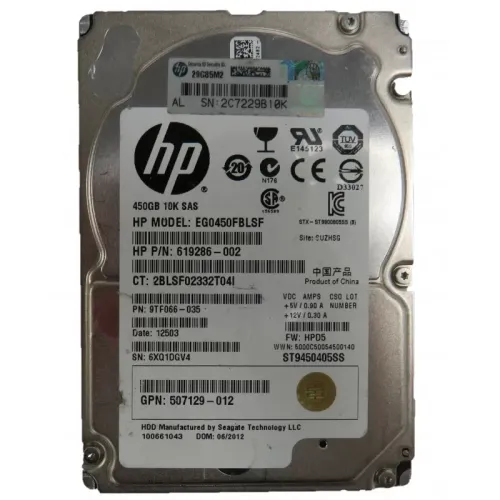 HP 450GB 10K RPM SAS Hard Disk ST9450405SS 9Tf066-035 EG0450fBLSF HP 450GB 10K RPM SAS Hard Disk ST9450405SS 9Tf066-035 EG0450fBLSF