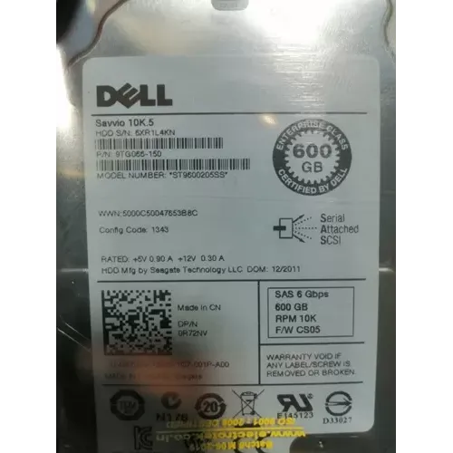 Hard disk 0R72NV Dell 600-GB 6G 10K 2.5 SAS
