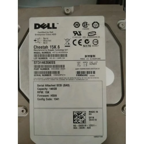 Dell 146GB 15K 3G 3.5inch SAS hard disk ST3146356SS 0XX518 Dell 146GB 15K 3G 3.5inch SAS hard disk ST3146356SS 0XX518